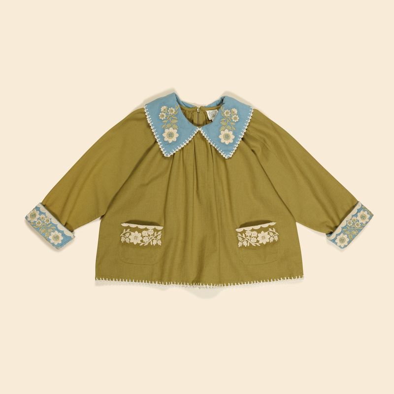 Apolina Myra Blouse || Dried Moss – Honey Pie Children's