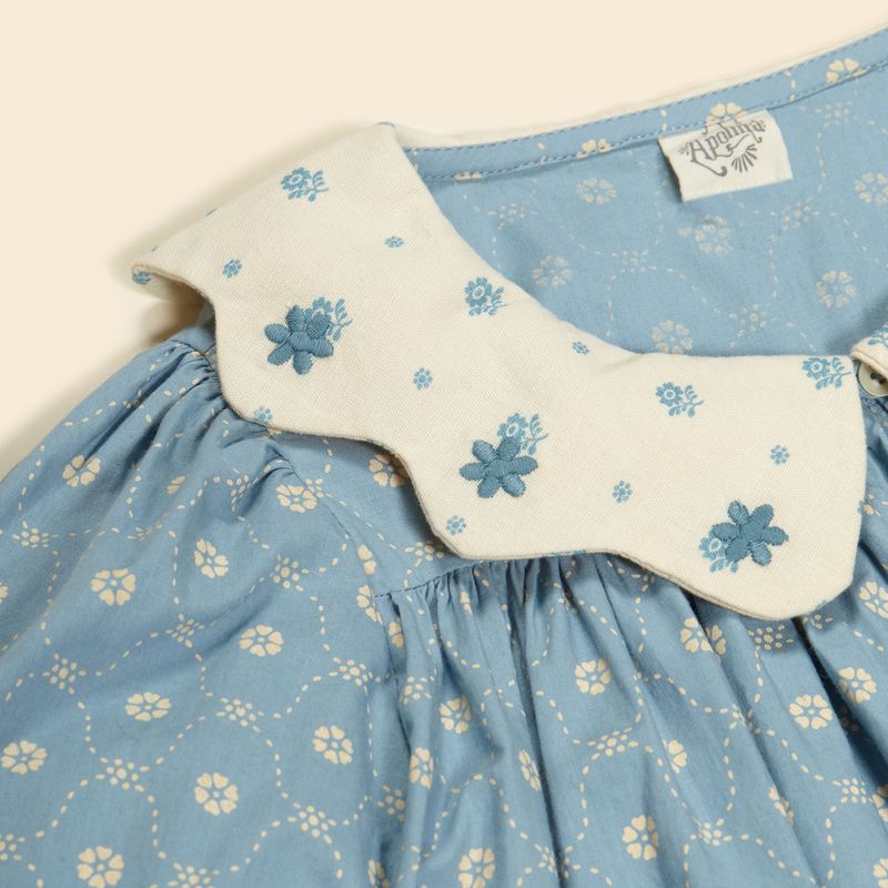 Apolina Esther Dress || Quilt Calico Blue Pebble – Honey Pie