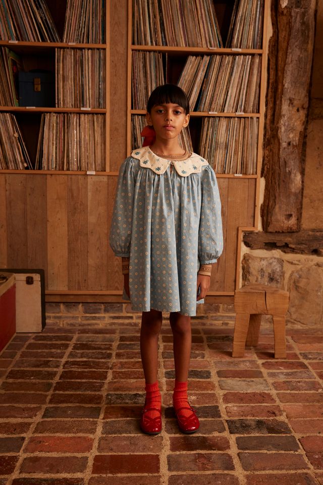 Apolina Esther Dress || Quilt Calico Blue Pebble – Honey Pie