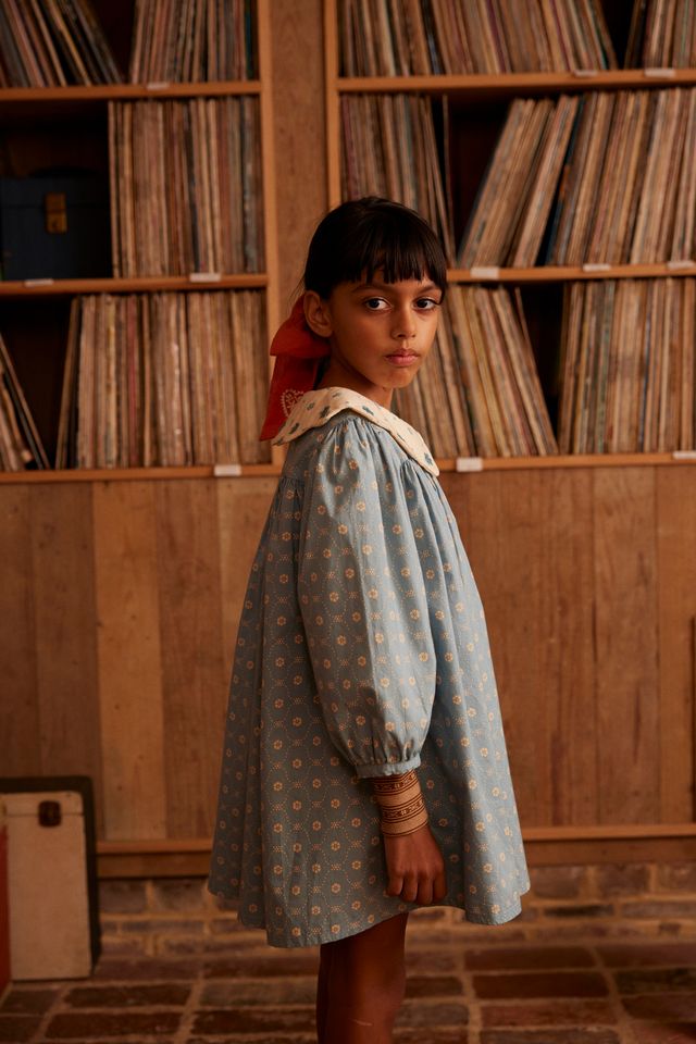 Apolina Esther Dress || Quilt Calico Blue Pebble – Honey Pie