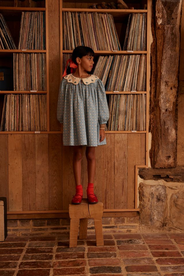Apolina Esther Dress || Quilt Calico Blue Pebble – Honey Pie