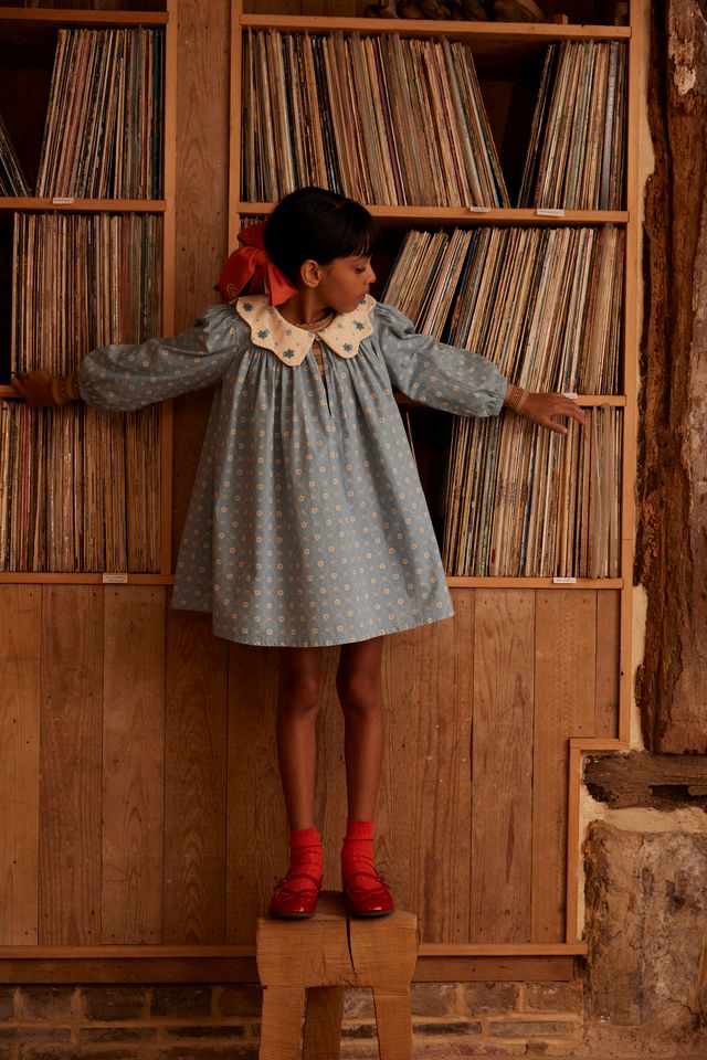 Apolina Esther Dress || Quilt Calico Blue Pebble – Honey Pie